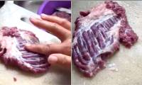 The piece of meat lying on the cutting board suddenly 'dances', making netizens boil