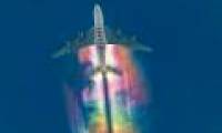 The rainbow is brilliant in the German sky created by aircraft