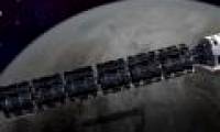 The space train travels from Earth to the Moon in two minutes